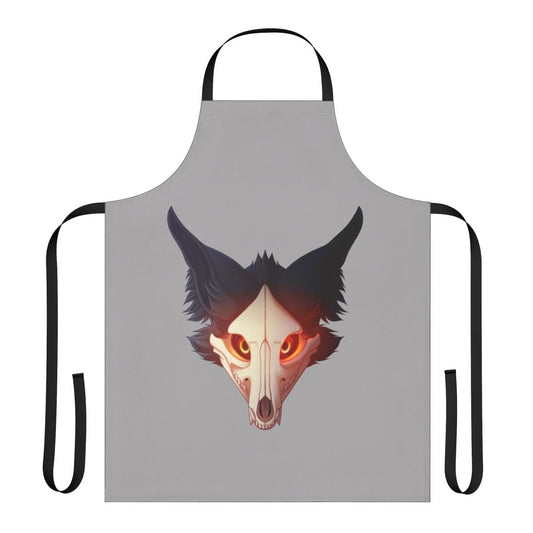 Cadaver-themed apron with wolf skull design, perfect for furry fans and Halloween enthusiasts
