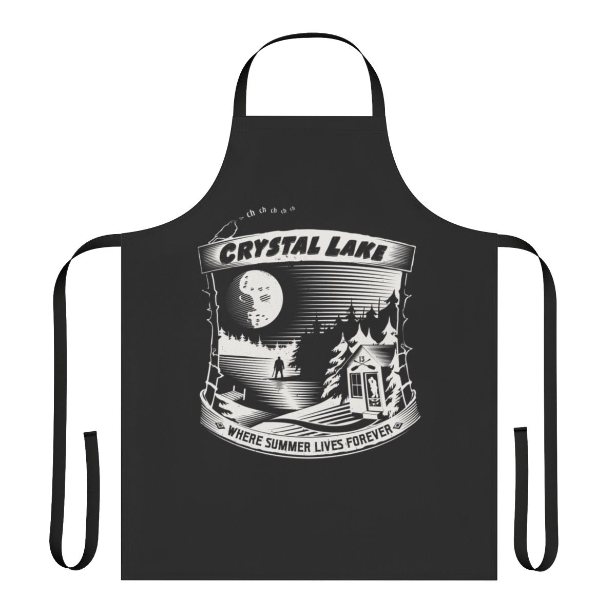 Apron featuring the iconic Camp Crystal Lake logo from the Friday the 13th horror movie franchise