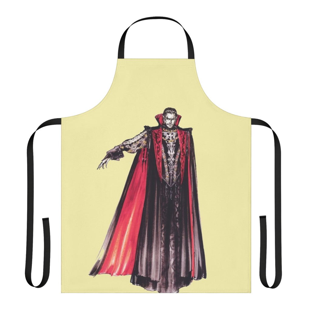 Castlevania-inspired apron with Dracula design, perfect for horror fans and retro gaming enthusiasts.