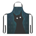 A spooky black cat illustration on a high-quality apron for cat lovers