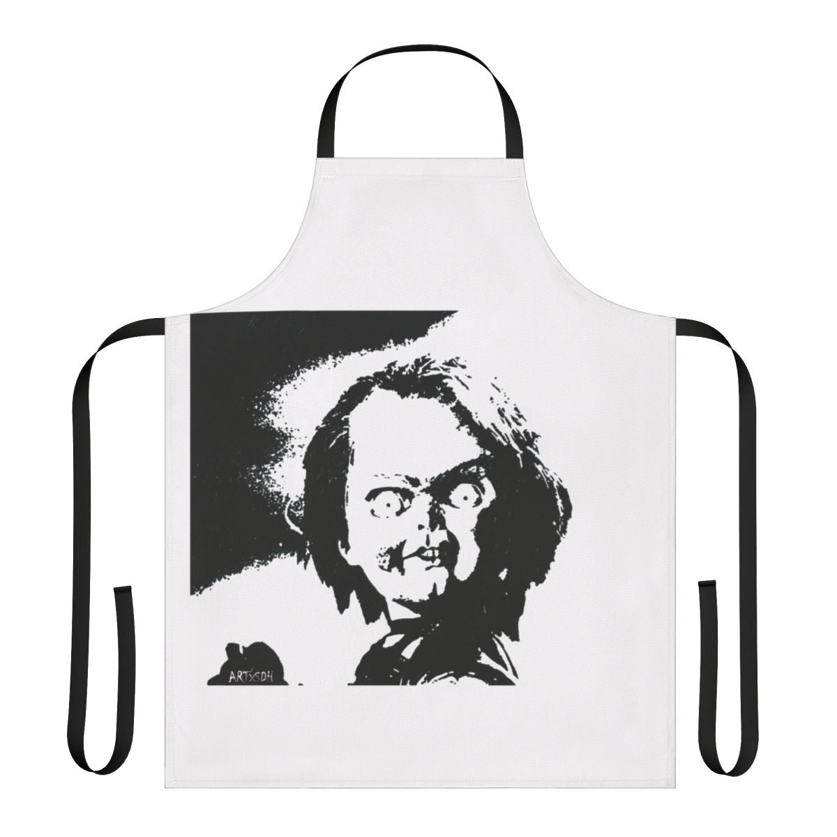 Stylish apron featuring the iconic horror character Chucky from the Child's Play movie franchise