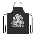 Stylized zombie-themed apron with comic book graphics and horror imagery