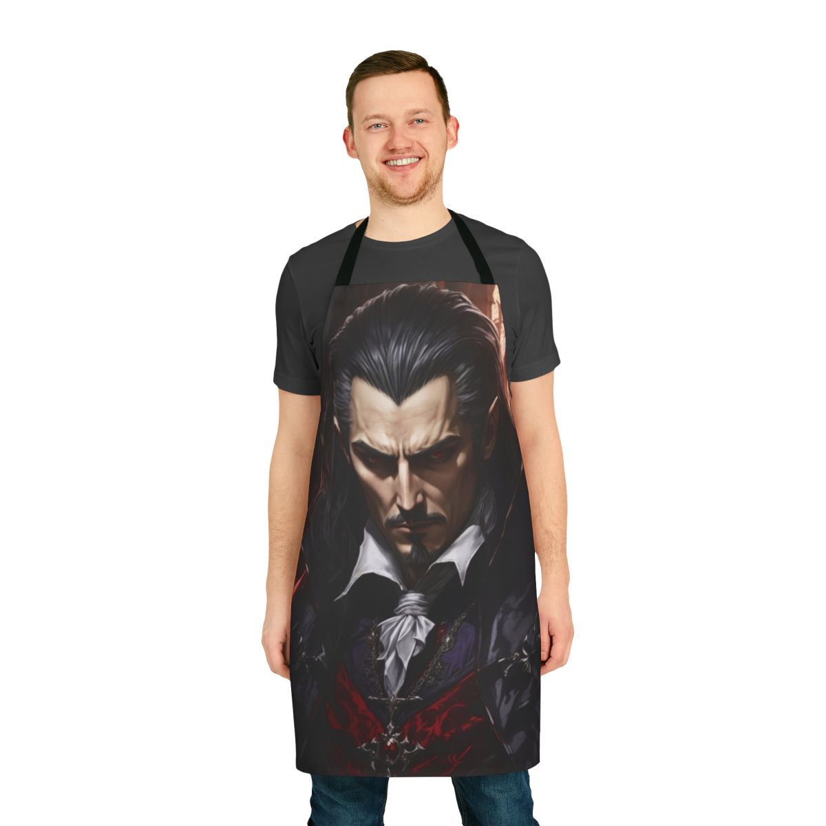 Dracula-themed apron with Castlevania imagery and gothic design