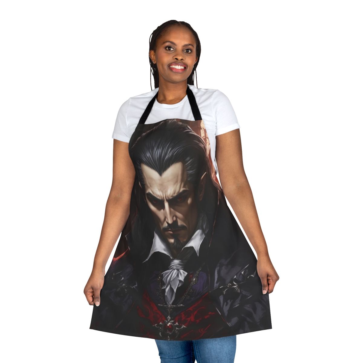 Dracula-themed apron with Castlevania imagery and gothic design