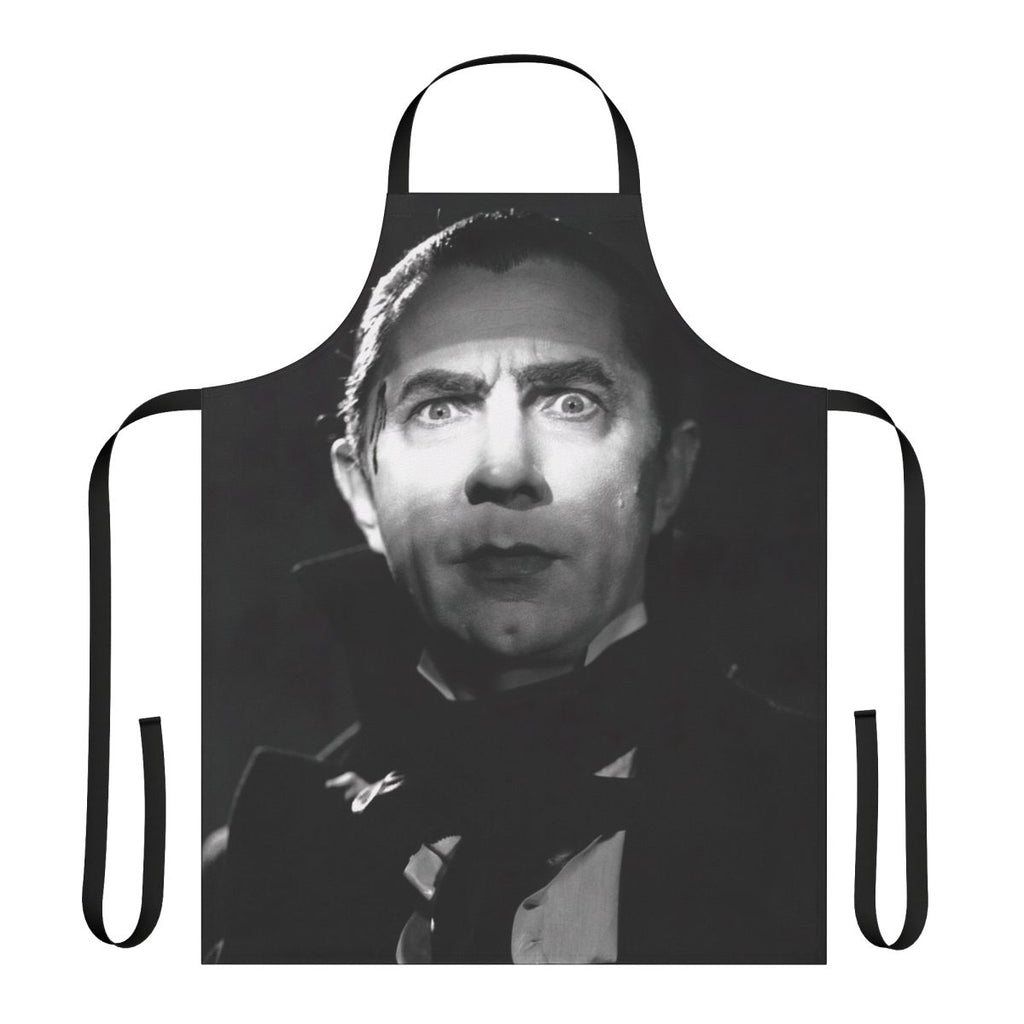 Spooky Dracula-inspired apron featuring gothic and horror elements