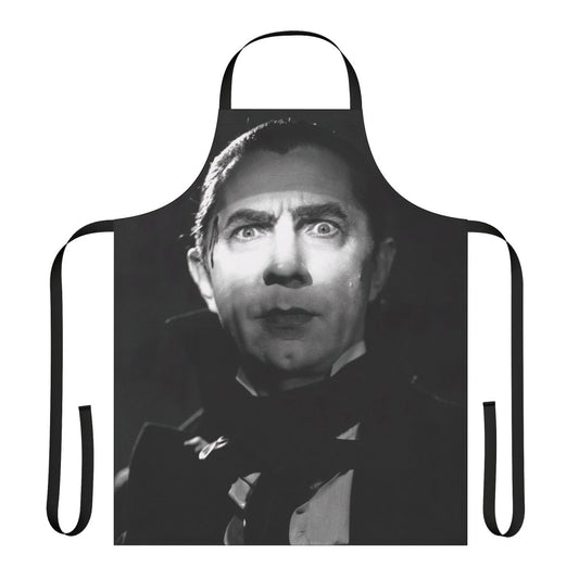 Spooky Dracula-inspired apron featuring gothic and horror elements