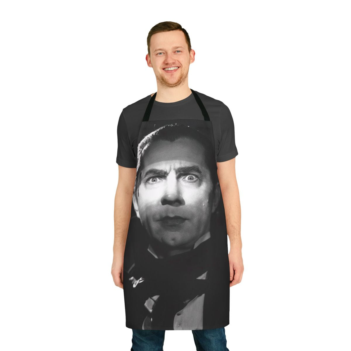 Spooky Dracula-inspired apron featuring gothic and horror elements