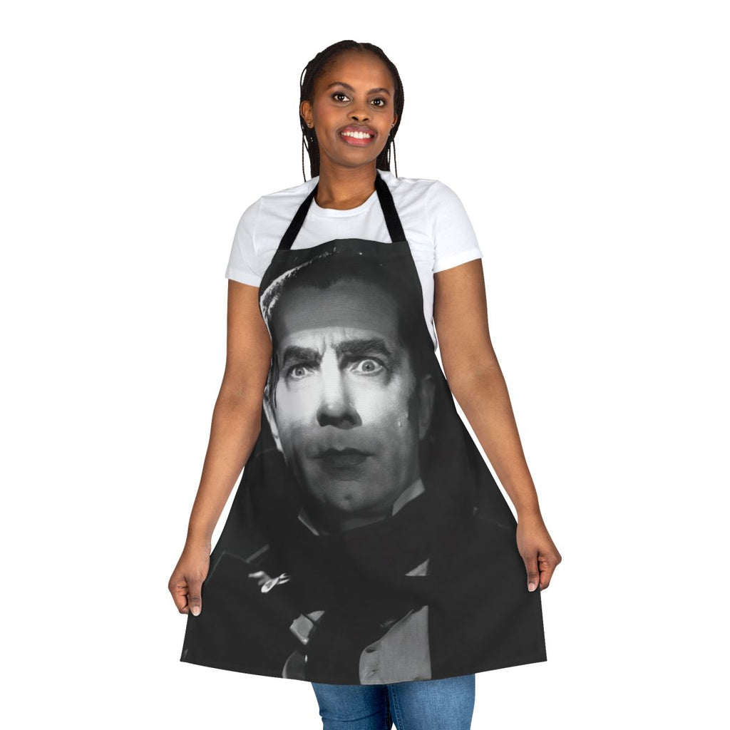 Spooky Dracula-inspired apron featuring gothic and horror elements