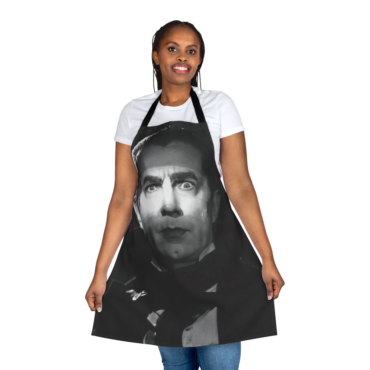 Spooky Dracula-inspired apron featuring gothic and horror elements