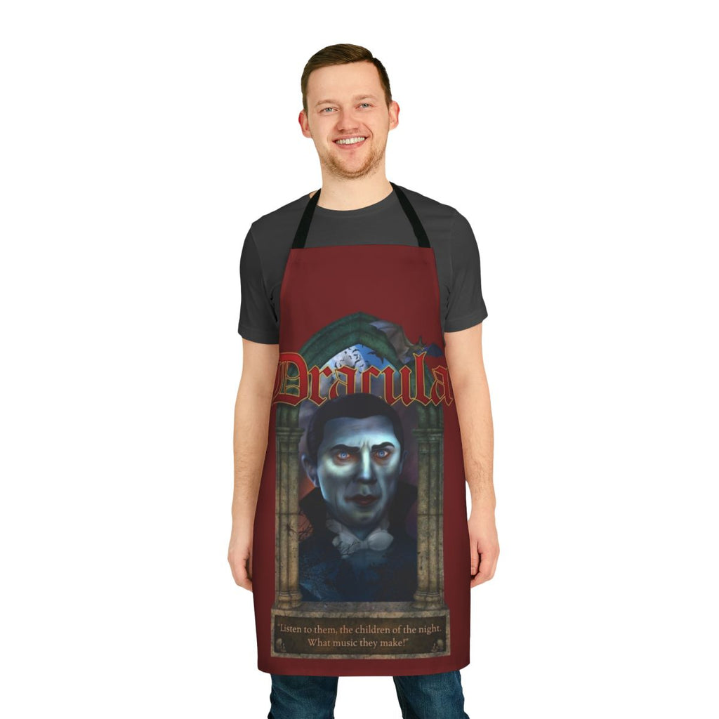 Dracula-themed apron with classic vampire imagery and Gothic design