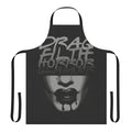 A spooky and glamorous apron featuring horror-inspired designs, perfect for drag enthusiasts and Halloween celebrations.