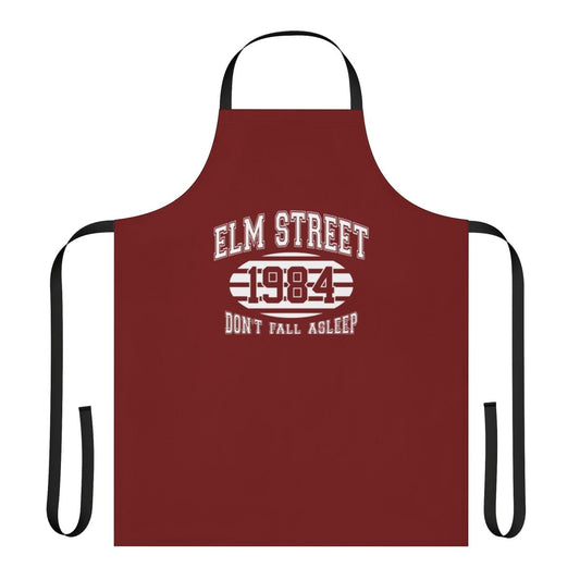 Elm Street College-inspired apron with Freddy Krueger-style design