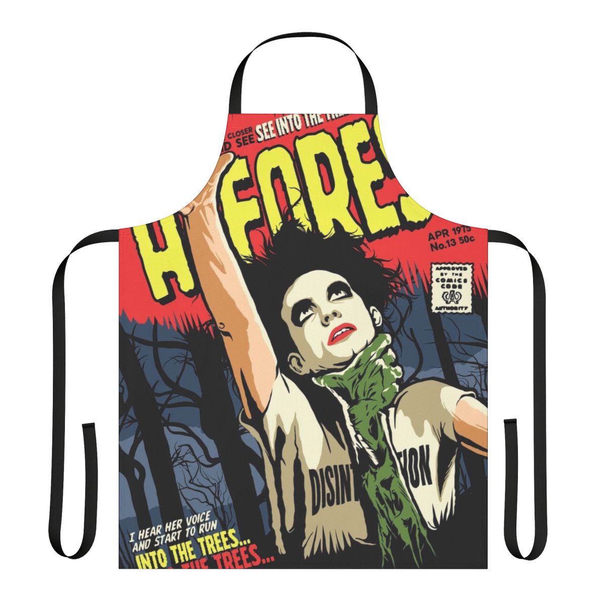 Spooky forest-themed apron with vintage, retro style design