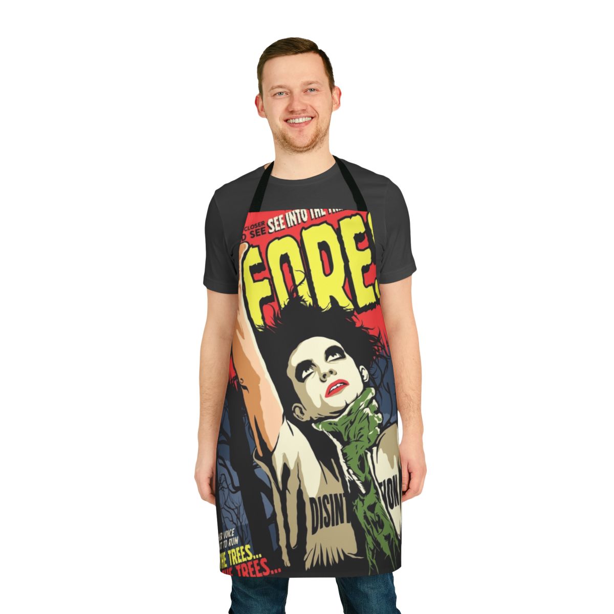 Spooky forest-themed apron with vintage, retro style design