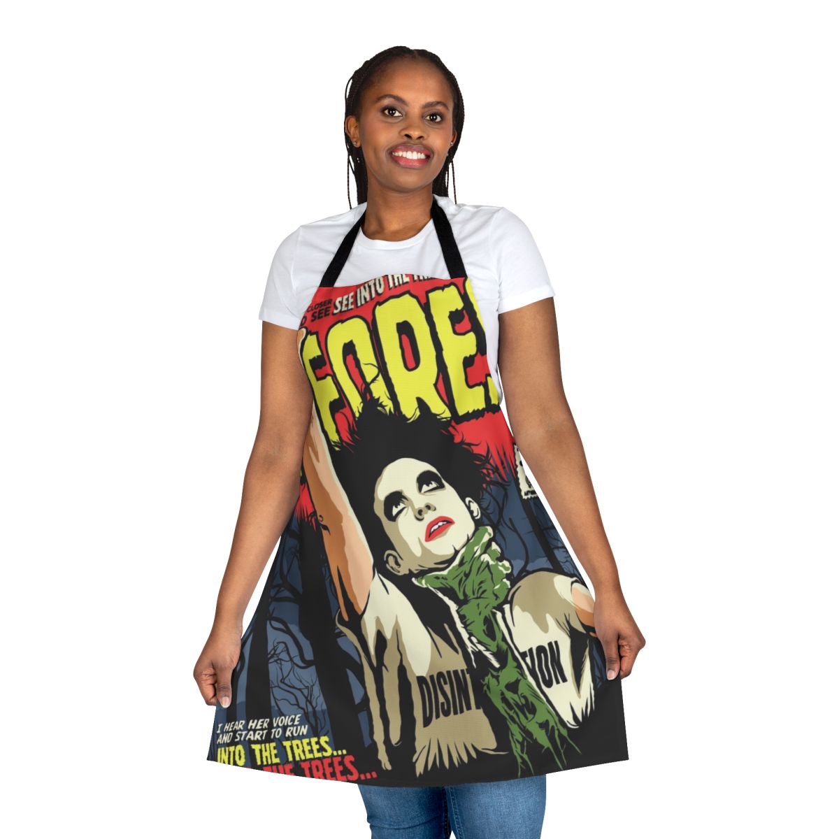 Spooky forest-themed apron with vintage, retro style design