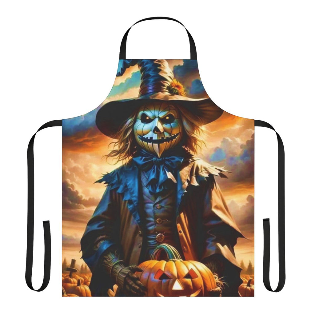 A black and white apron with a creepy design to scare away birds from your garden.