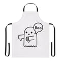 A ghost-themed apron with a thumbs-down design, perfect for a spooky or haunted kitchen