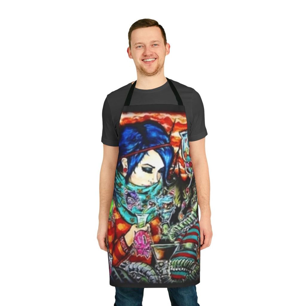 Gothic style apron featuring the text "Ghost Town You're So Creepy"