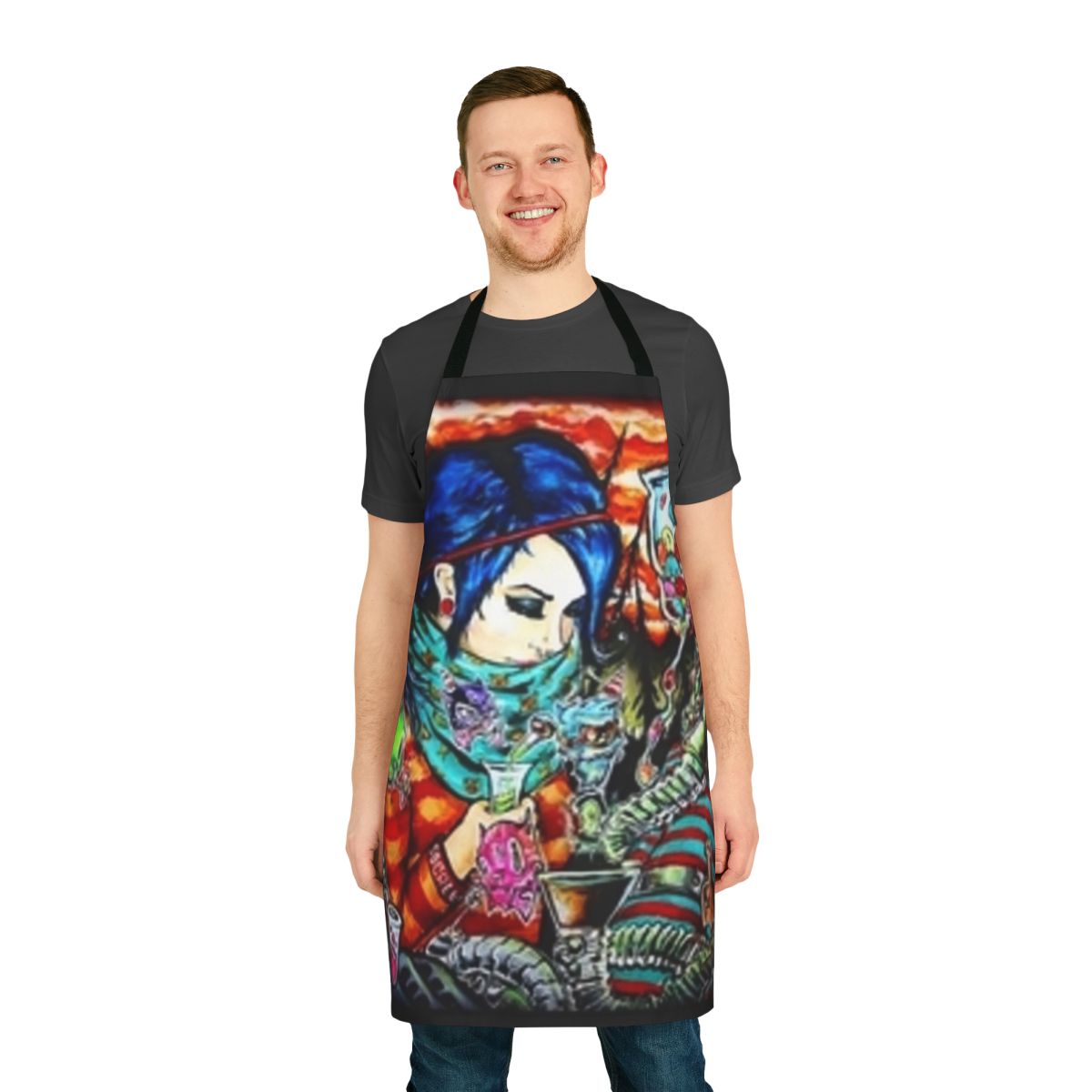 Gothic style apron featuring the text "Ghost Town You're So Creepy"
