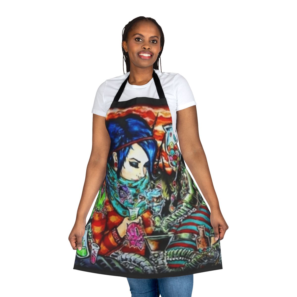 Gothic style apron featuring the text "Ghost Town You're So Creepy"