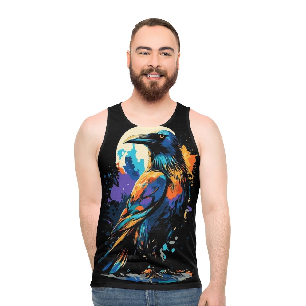 Spooky gothic bird unisex tank top