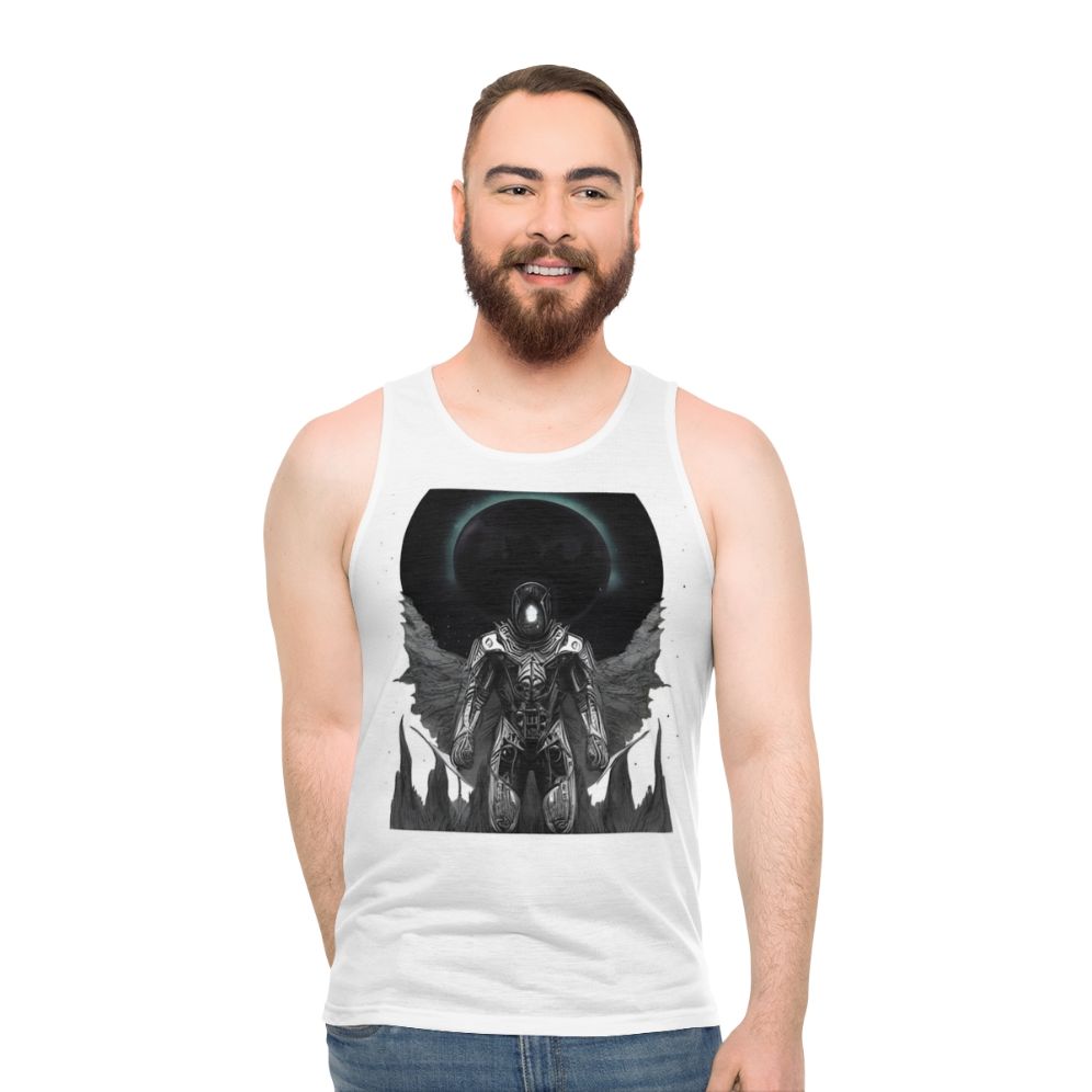 Spooky gothic sci-fi horror inspired unisex tank top