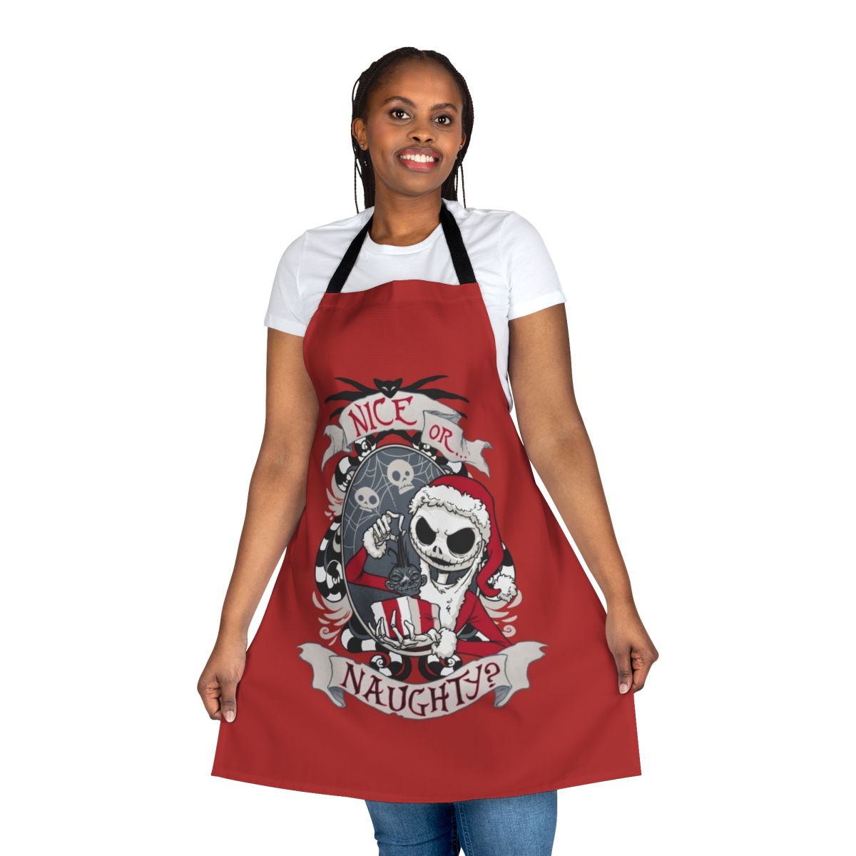 Scary Santa Apron with Jack Skellington and Halloween Imagery