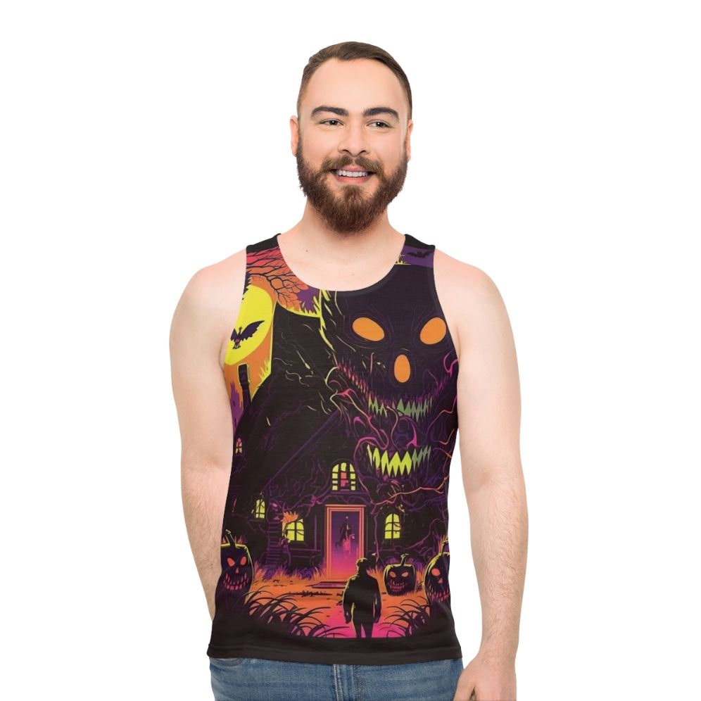 Unisex Halloween scene tank top