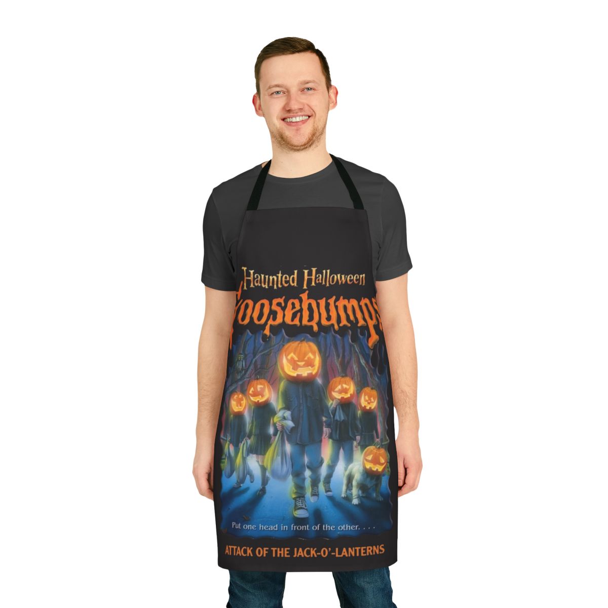 Haunted Halloween apron featuring a spooky design inspired by the Goosebumps book series