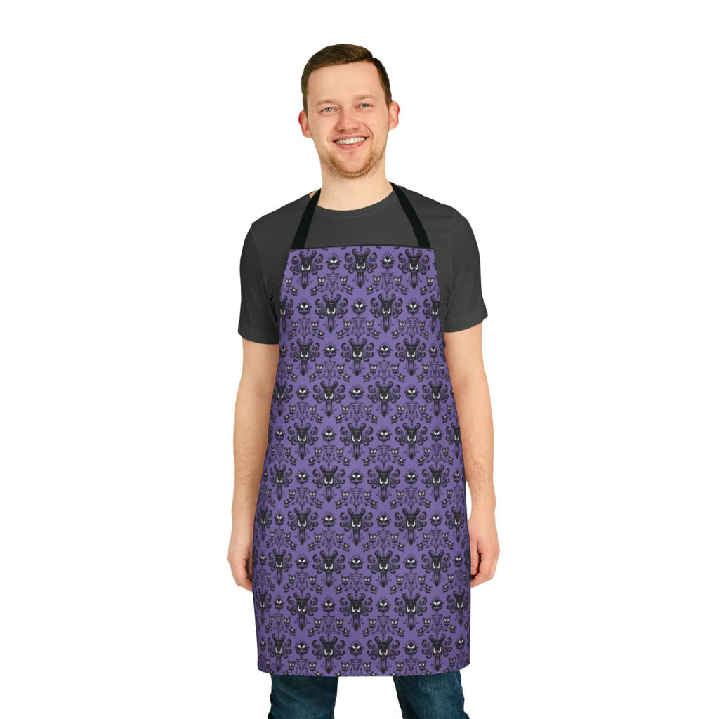 Haunted Mansion inspired wallpaper pattern printed on a high-quality apron