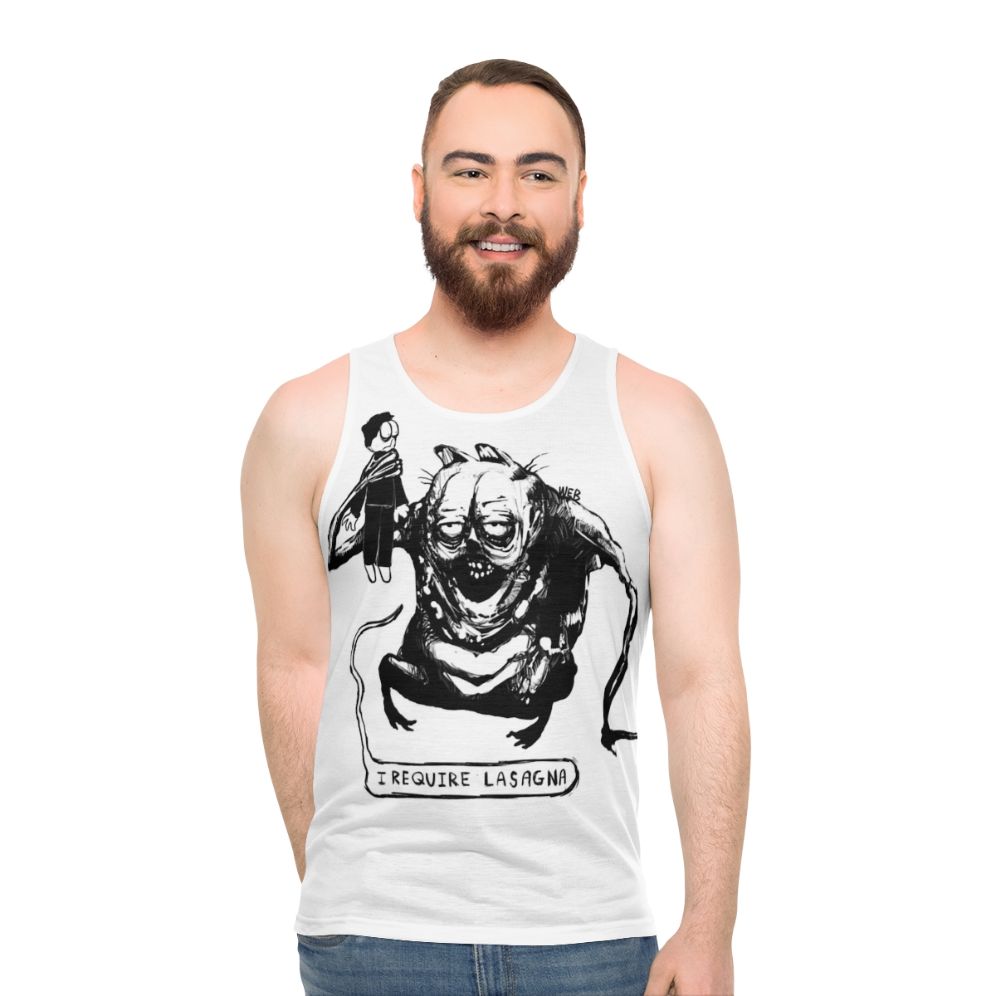 Spooky horror lasagna unisex tank top