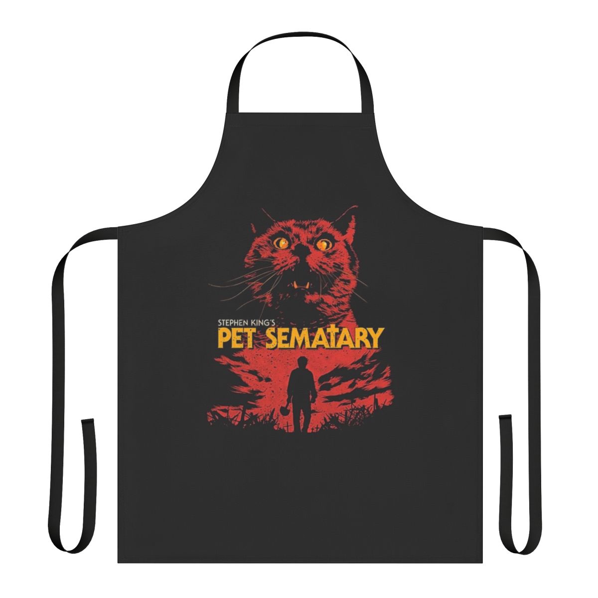 Spooky horror movie-themed apron with pet imagery