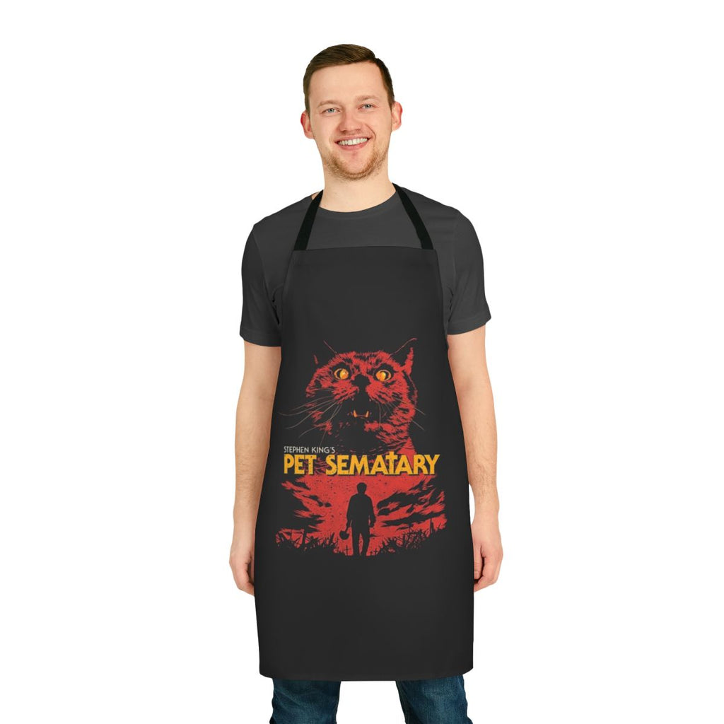 Spooky horror movie-themed apron with pet imagery
