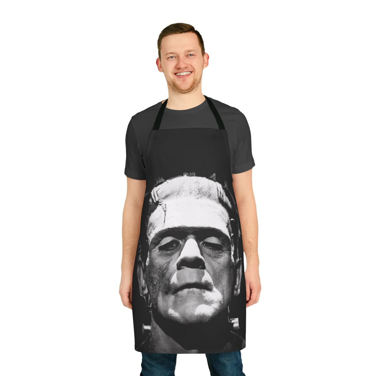 Spooky monster apron featuring classic horror movie imagery