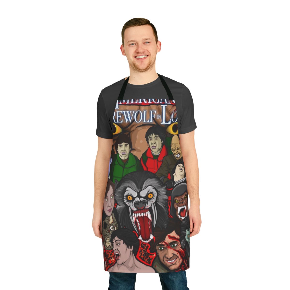 An American Werewolf in London movie poster printed on a high-quality apron