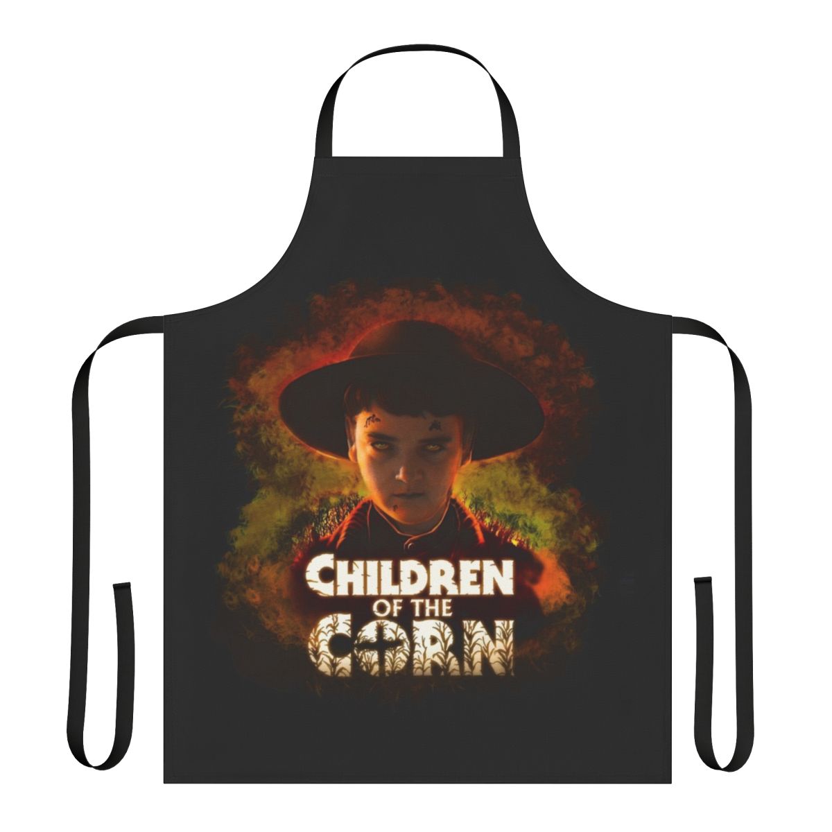 Children of the Corn-inspired apron with a spooky corn field design
