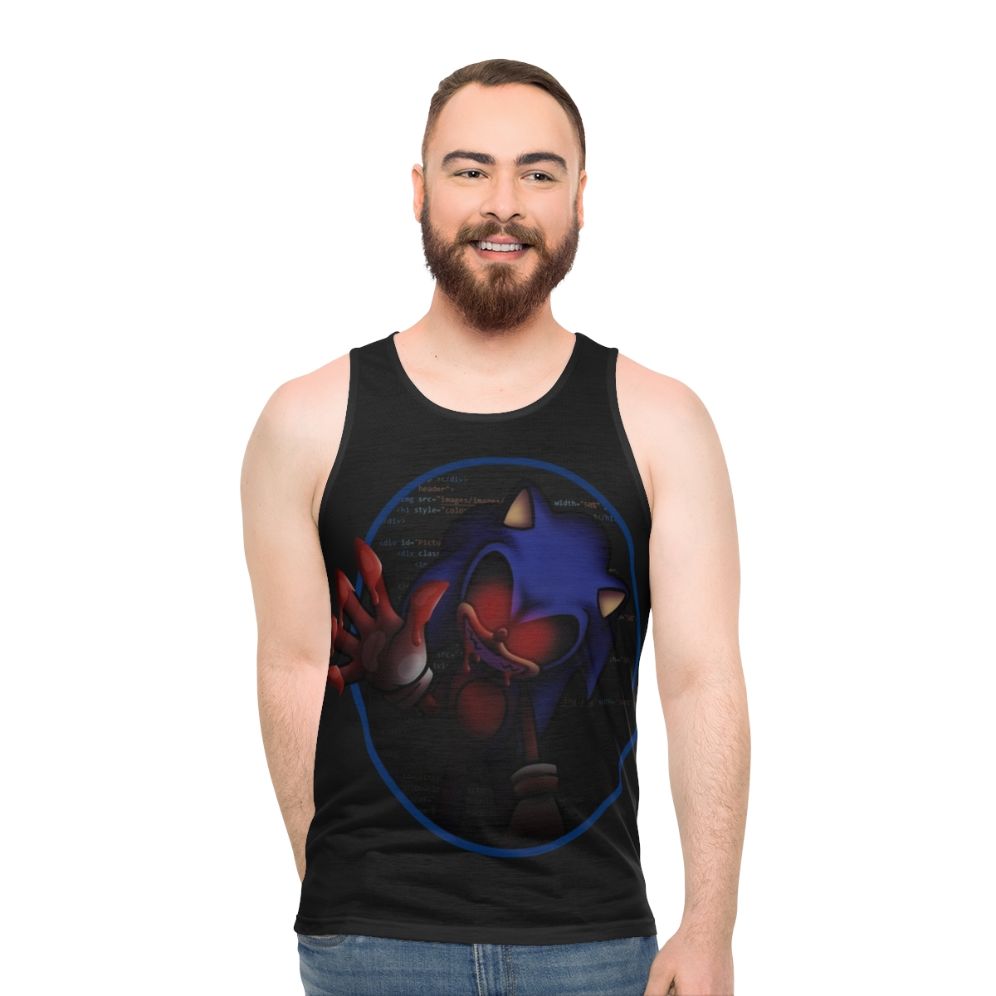 Spooky horror unisex tank top with video game character design