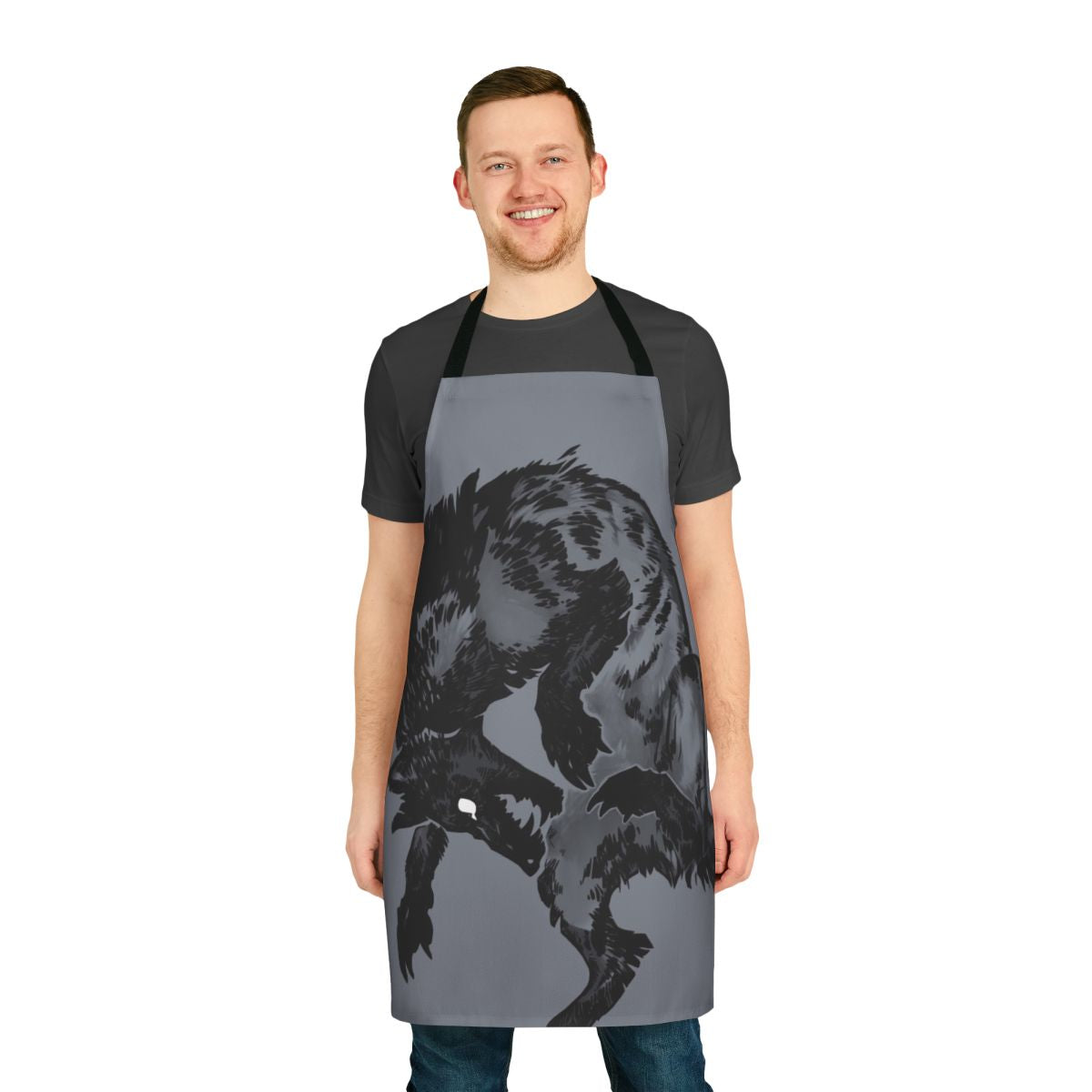 Hyena-themed apron with a creepy, animal-inspired design