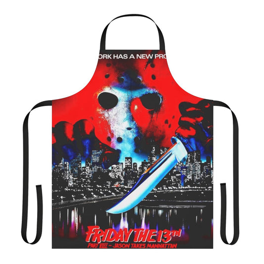 Apron featuring a graphic of Jason from the "Friday the 13th" horror movie franchise