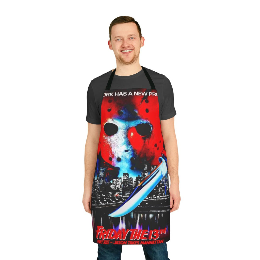 Apron featuring a graphic of Jason from the "Friday the 13th" horror movie franchise