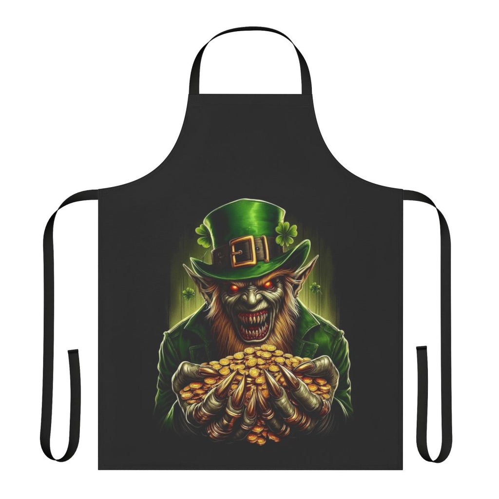 Spooky Leprechaun Luck of the Irish Apron featuring a zombie leprechaun design