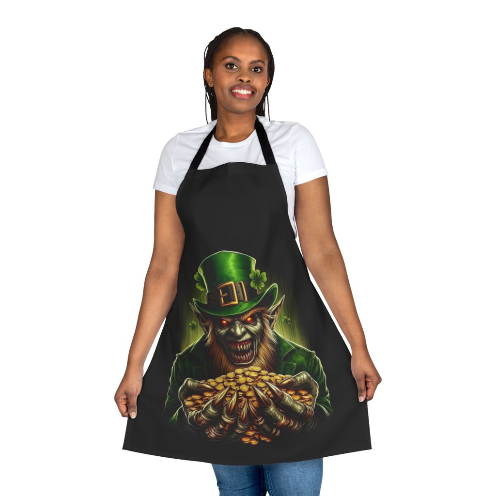 Spooky Leprechaun Luck of the Irish Apron featuring a zombie leprechaun design