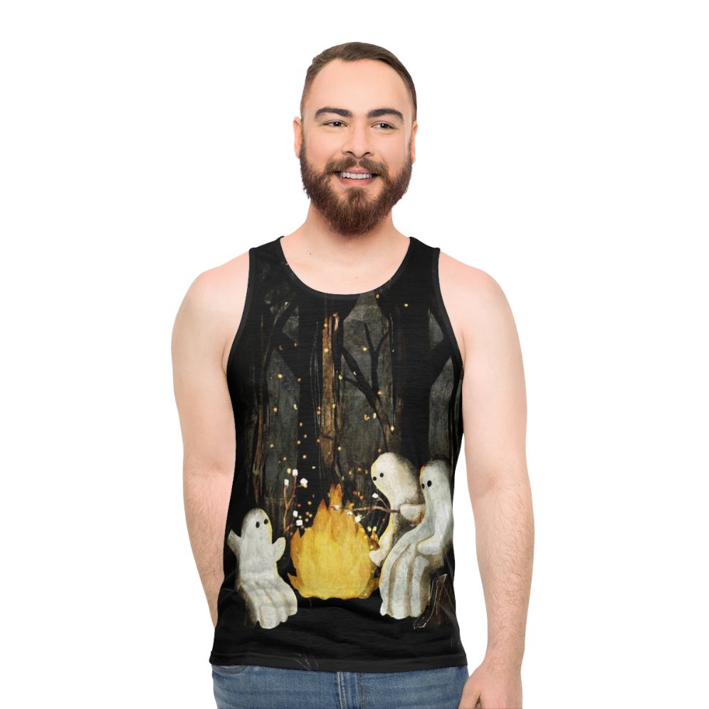 Spooky marshmallow and ghost stories unisex tank top