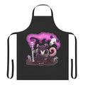 Apron featuring a necromancer opossum design with skulls and bones in dark, gothic colors