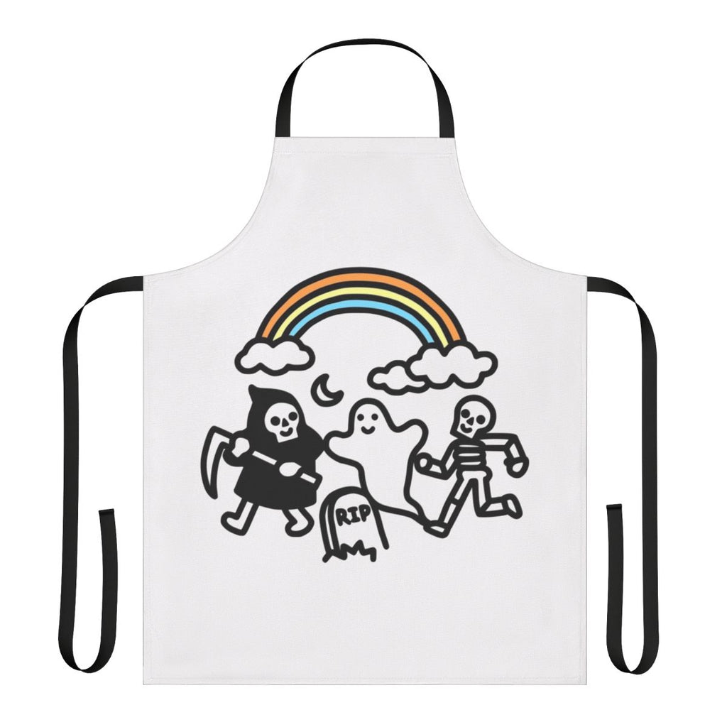 Spooky Pals Apron with Skulls, Ghosts, and Skeletons