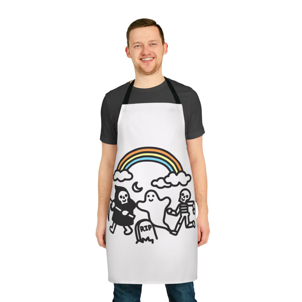 Spooky Pals Apron with Skulls, Ghosts, and Skeletons