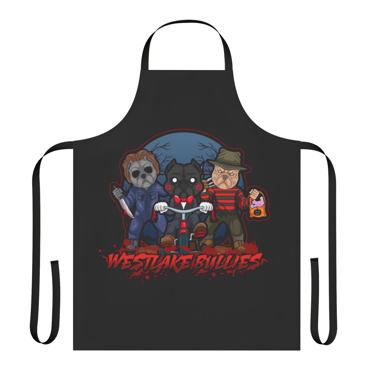Spooky Pitties Apron featuring a playful pitbull design for Halloween