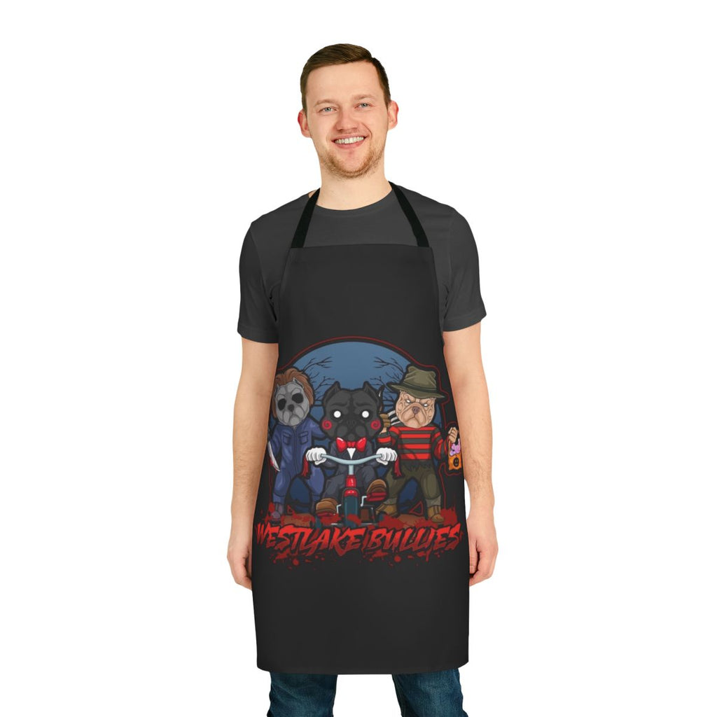 Spooky Pitties Apron featuring a playful pitbull design for Halloween