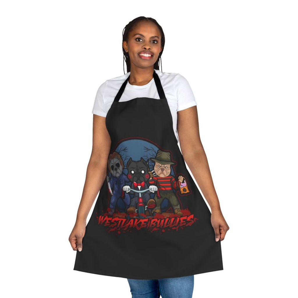 Spooky Pitties Apron featuring a playful pitbull design for Halloween