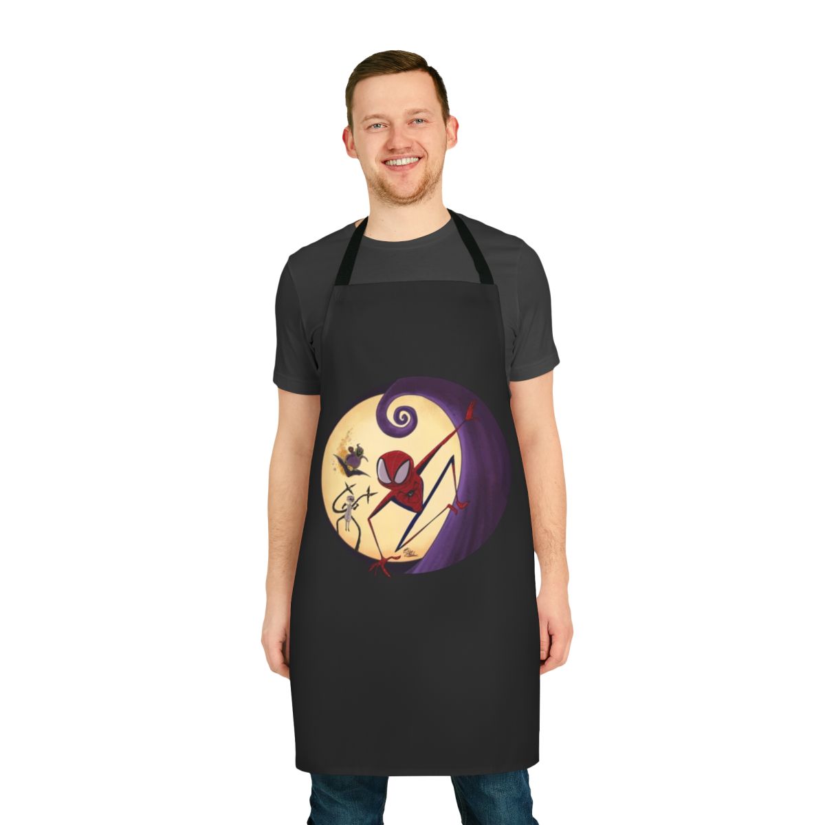 A festive pumpkin-themed apron perfect for fall and winter cooking and baking